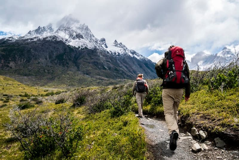 Hikers on mountain trail