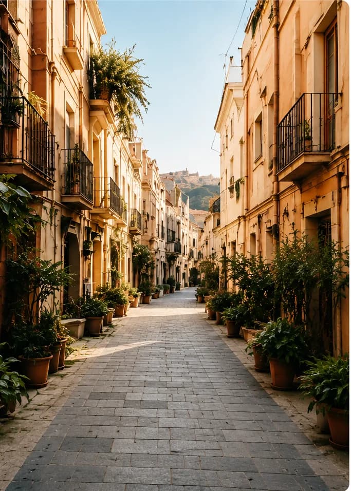 Colorful street in Barcelona